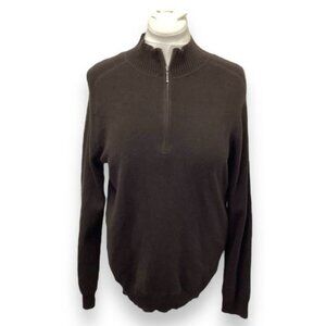 Merona Mens 1/4 Zip Mock Neck Cashmere Blend Sweater, Brown, size L